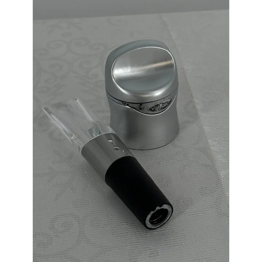 Rabbit Wine & Champagne‎ Sealer & Super Aerator Set Silver Tone